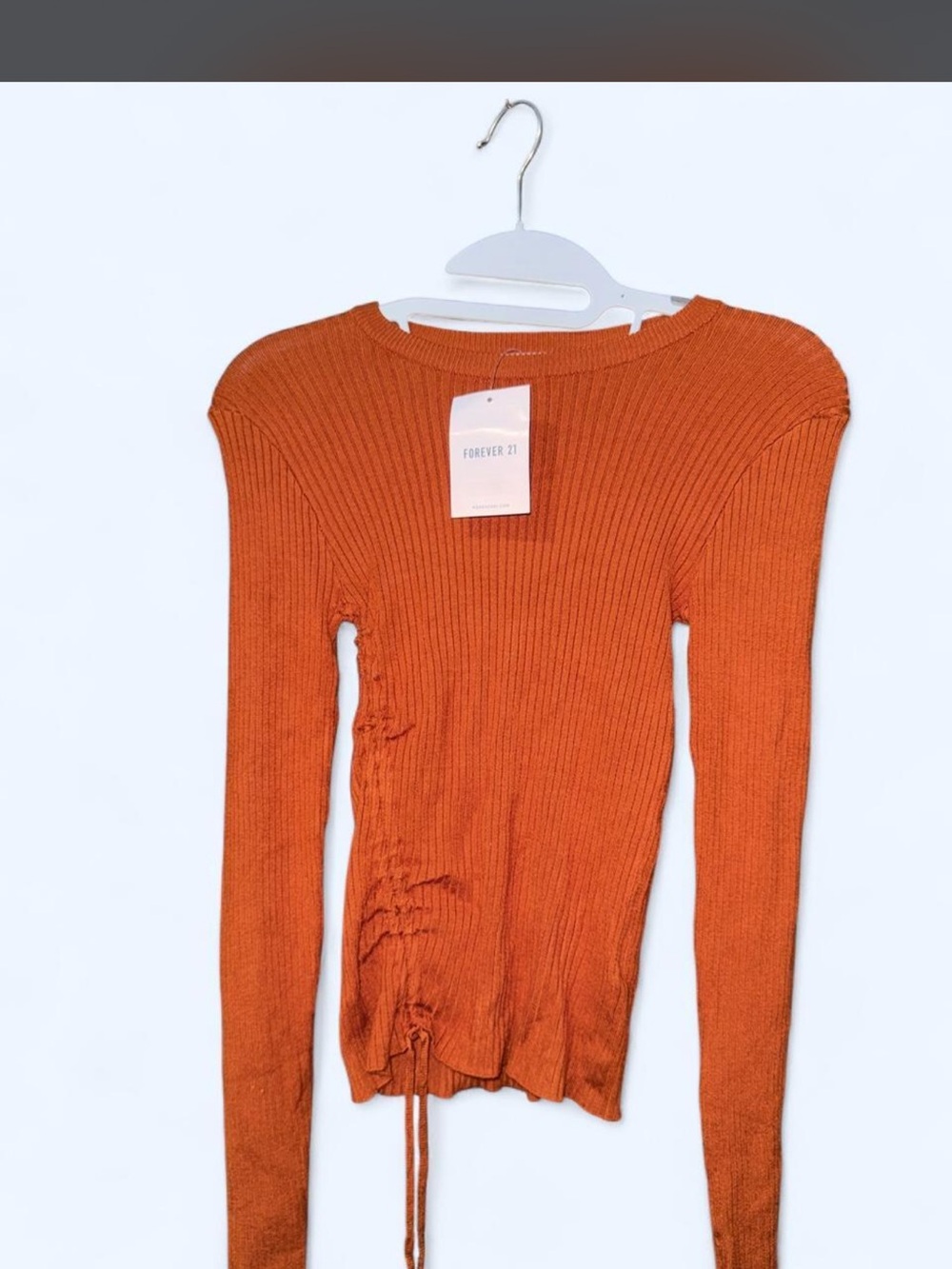 Forever 21 Burnt Orange Ribbed Long Sleeve Top